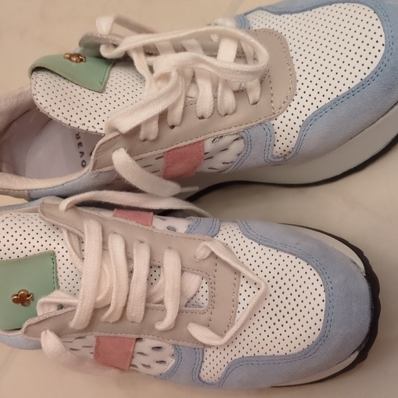 Clover Leather Preppy Sneakers High Tops Back Tops School Sz 36/ US 5 Pastel - Picture 8 of 10